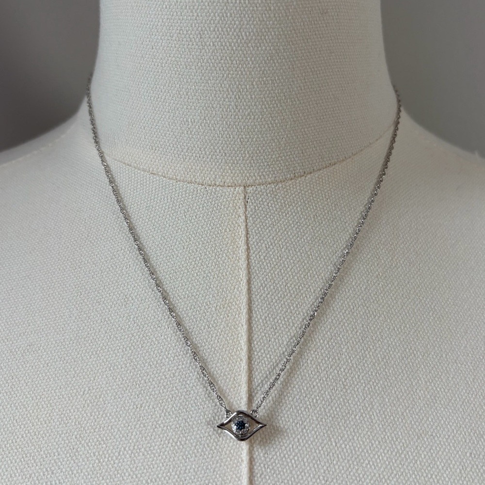 Silver Evil Eye Charm Necklace